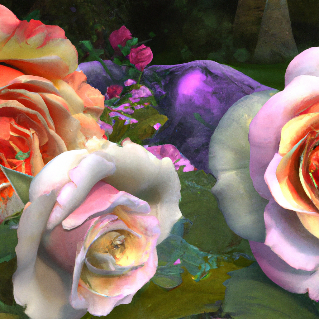 roses in the garden colorfully fantasy concept art, 16k resolution, Best Quality. photorealistic, beautiful detailed intricate, insanely detailed